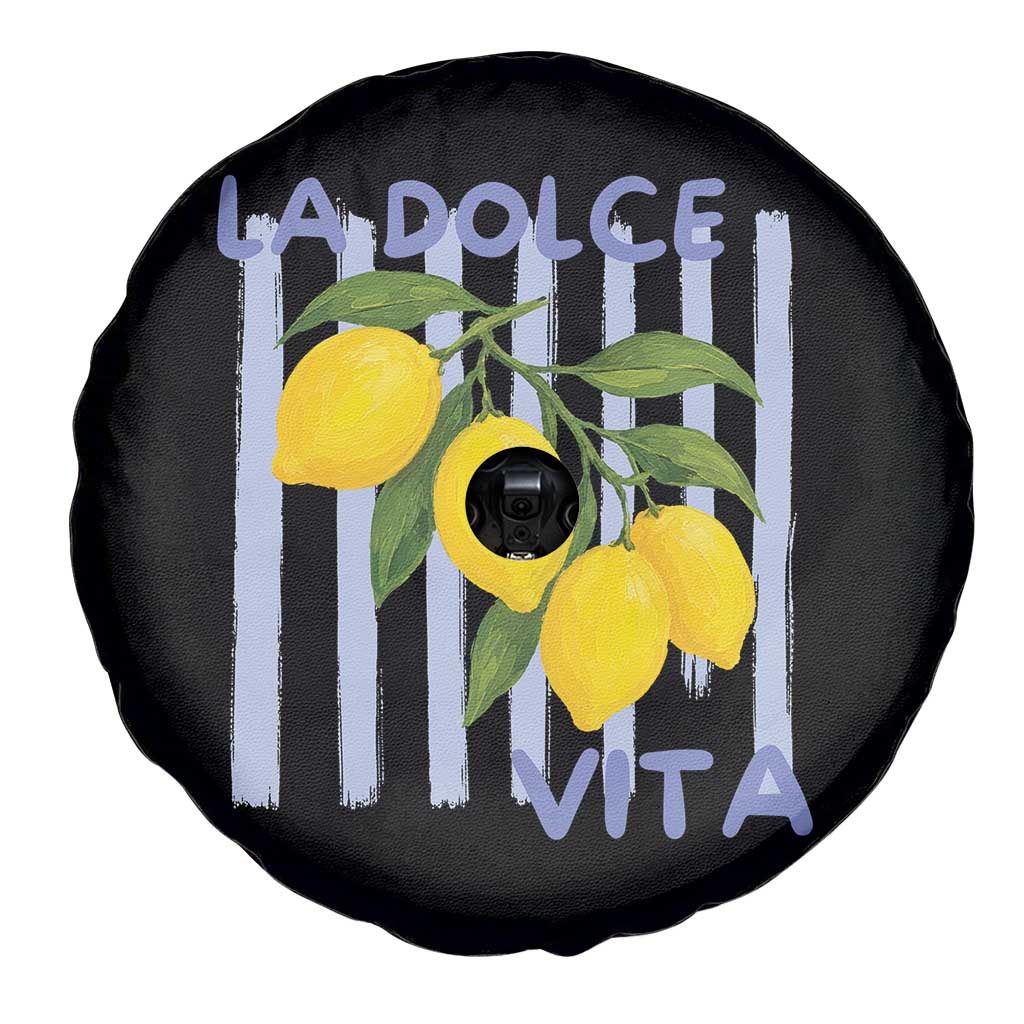 La Dolce Vita Lemon Italian Summer Spare Tire Cover Blue Striped