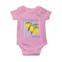 La Dolce Vita Lemon Italian Summer Baby Onesie Blue Striped