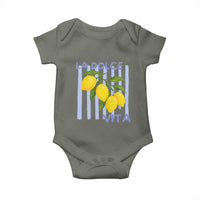 La Dolce Vita Lemon Italian Summer Baby Onesie Blue Striped