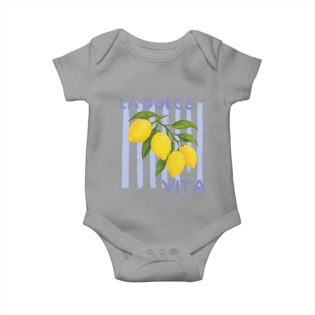 La Dolce Vita Lemon Italian Summer Baby Onesie Blue Striped