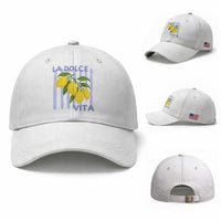 La Dolce Vita Lemon Italian Summer Baseball Cap Blue Striped