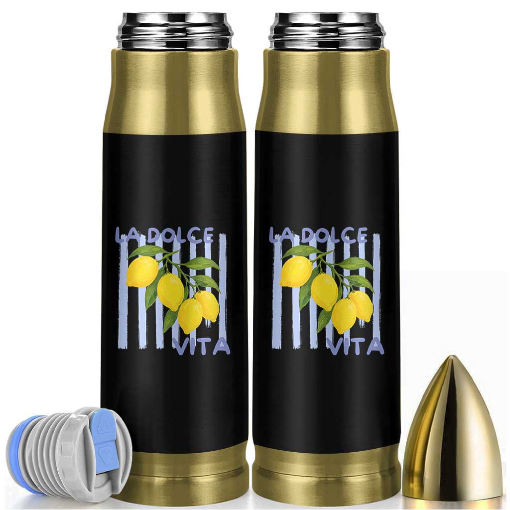 La Dolce Vita Lemon Italian Summer Bullet Tumbler Blue Striped