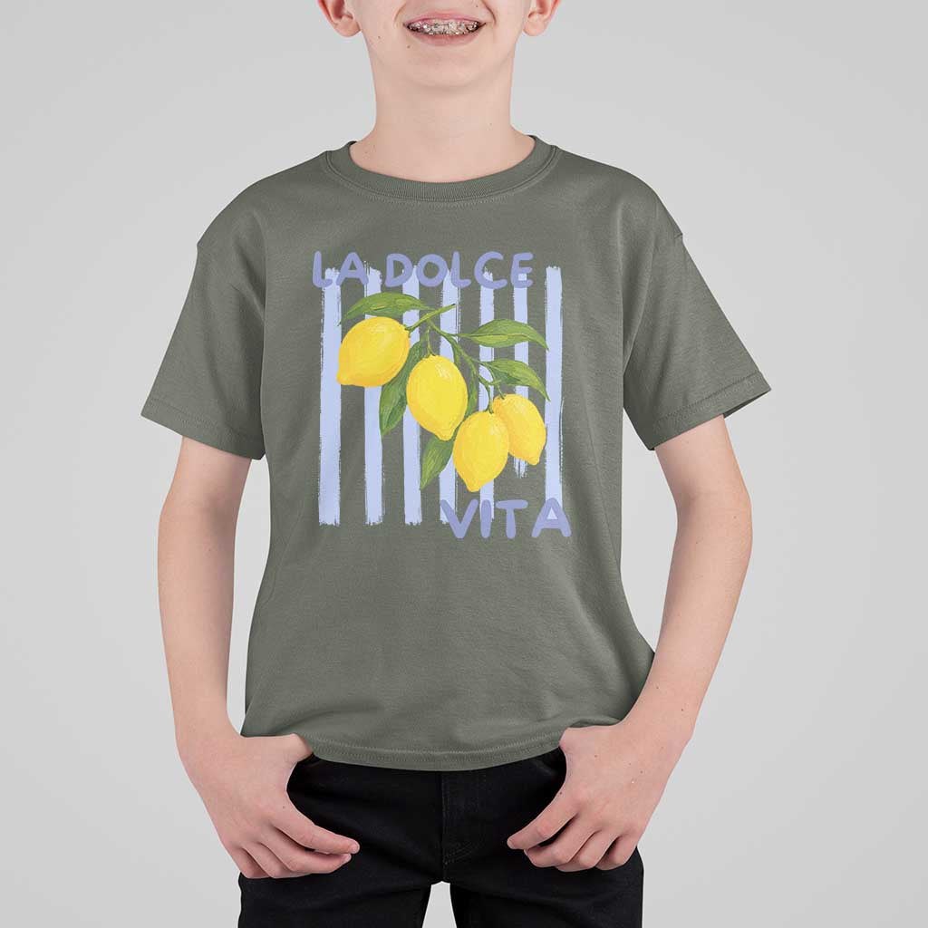 La Dolce Vita Lemon Italian Summer T Shirt For Kid Blue Striped