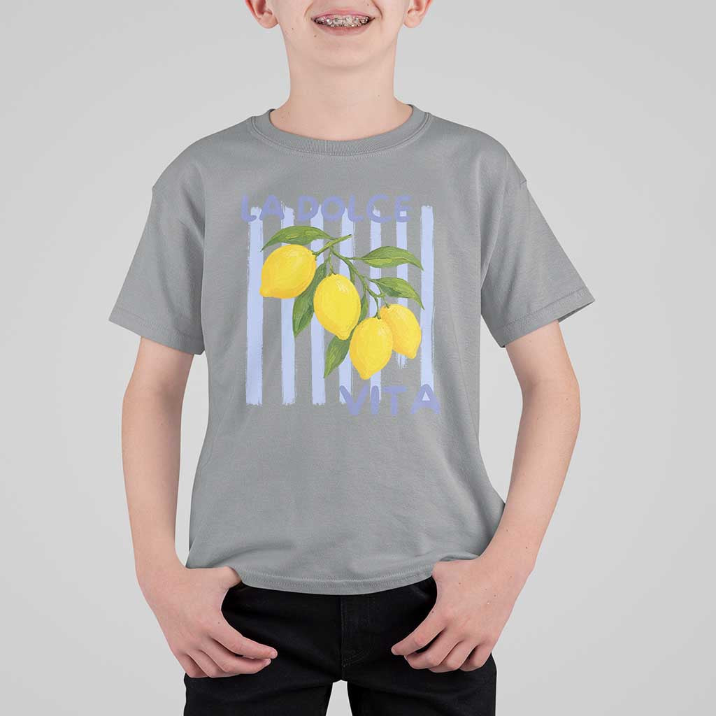 La Dolce Vita Lemon Italian Summer T Shirt For Kid Blue Striped