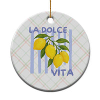 La Dolce Vita Lemon Italian Summer Ceramic Ornament Blue Striped