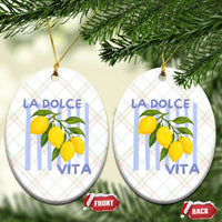La Dolce Vita Lemon Italian Summer Ceramic Ornament Blue Striped