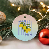 La Dolce Vita Lemon Italian Summer Ceramic Ornament Blue Striped