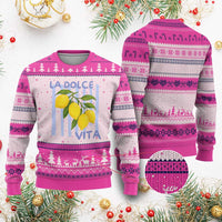 La Dolce Vita Lemon Italian Summer Ugly Christmas Sweater Blue Striped