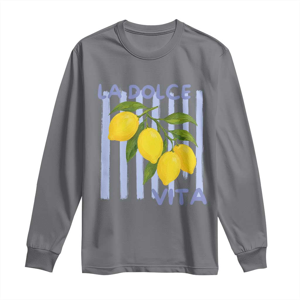 La Dolce Vita Lemon Italian Summer Long Sleeve Shirt Blue Striped