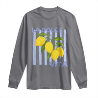 La Dolce Vita Lemon Italian Summer Long Sleeve Shirt Blue Striped