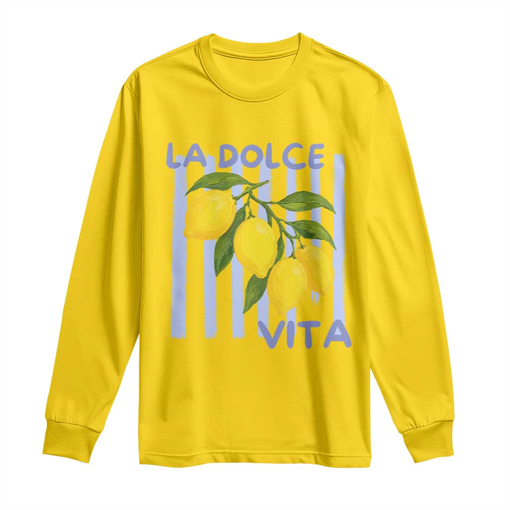 La Dolce Vita Lemon Italian Summer Long Sleeve Shirt Blue Striped