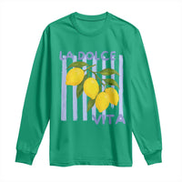 La Dolce Vita Lemon Italian Summer Long Sleeve Shirt Blue Striped