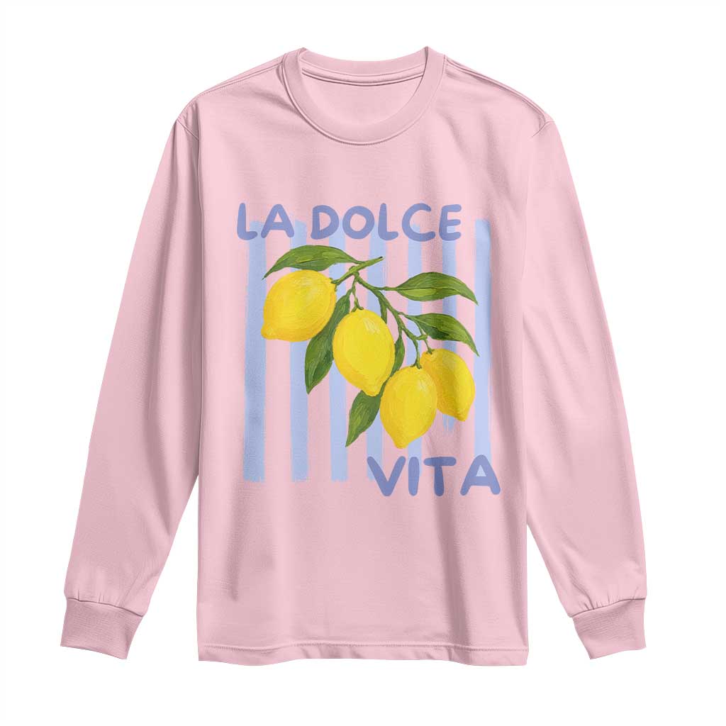 La Dolce Vita Lemon Italian Summer Long Sleeve Shirt Blue Striped