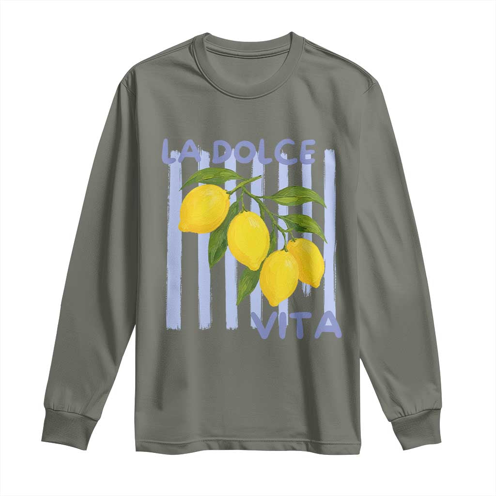 La Dolce Vita Lemon Italian Summer Long Sleeve Shirt Blue Striped