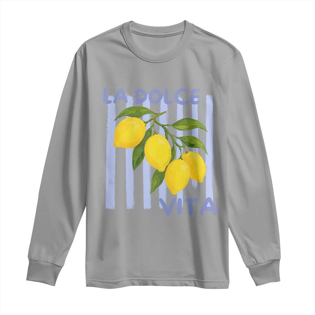 La Dolce Vita Lemon Italian Summer Long Sleeve Shirt Blue Striped