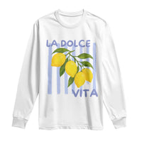 La Dolce Vita Lemon Italian Summer Long Sleeve Shirt Blue Striped