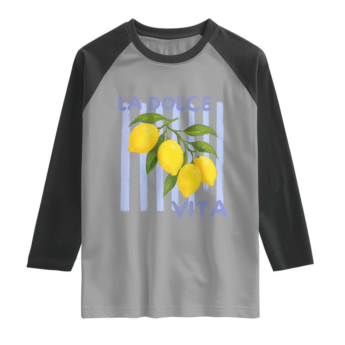 La Dolce Vita Lemon Italian Summer Raglan Shirt Blue Striped