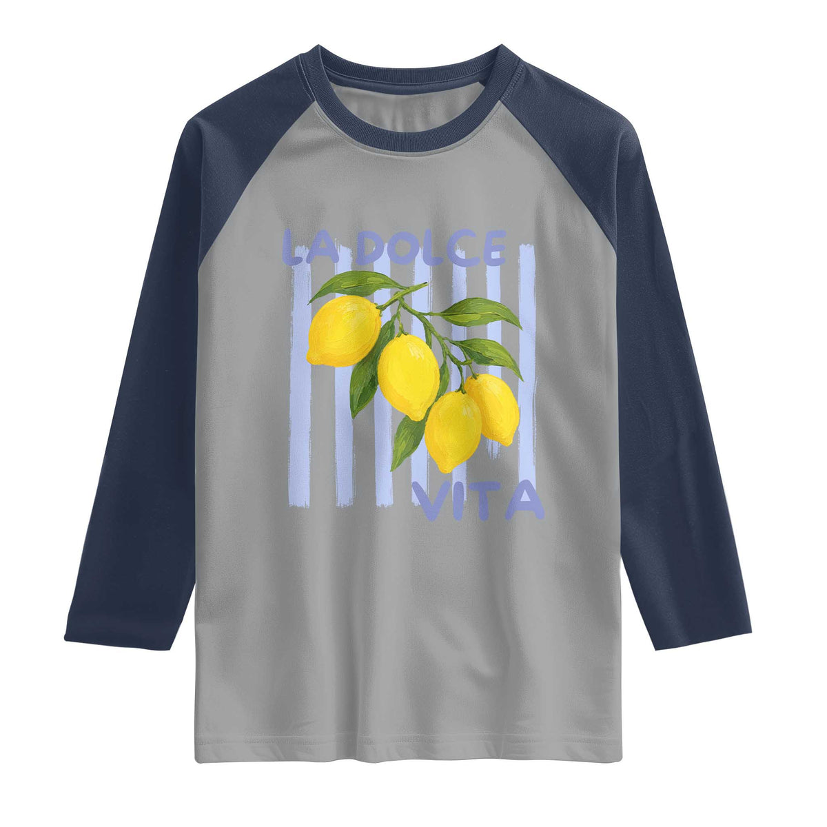 La Dolce Vita Lemon Italian Summer Raglan Shirt Blue Striped