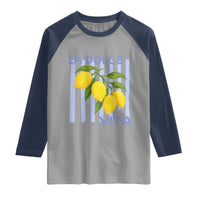 La Dolce Vita Lemon Italian Summer Raglan Shirt Blue Striped