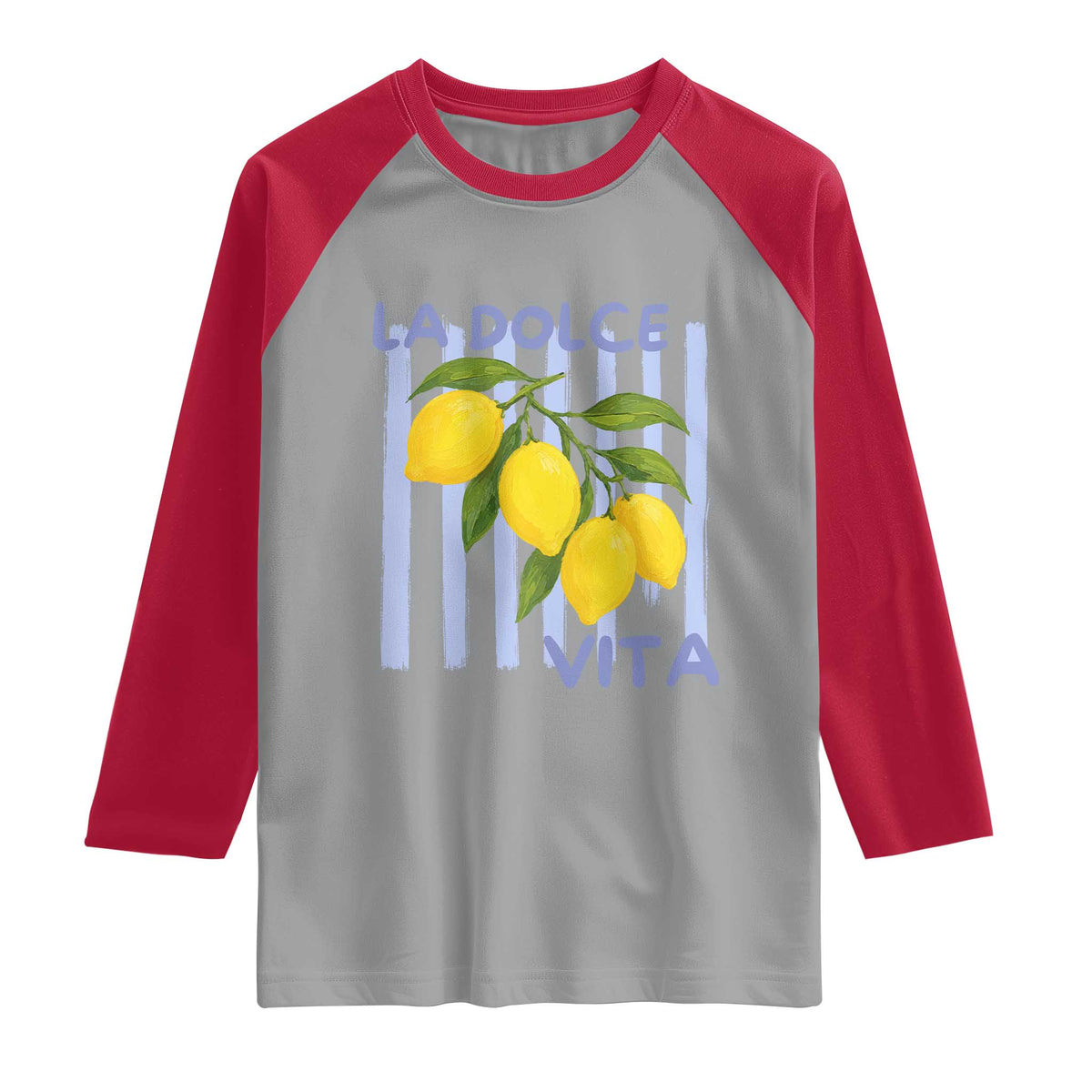 La Dolce Vita Lemon Italian Summer Raglan Shirt Blue Striped