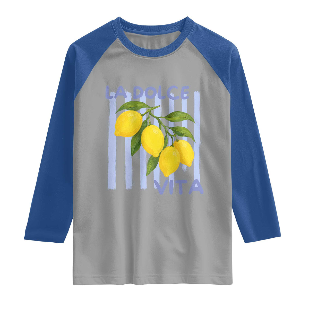 La Dolce Vita Lemon Italian Summer Raglan Shirt Blue Striped