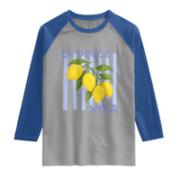 La Dolce Vita Lemon Italian Summer Raglan Shirt Blue Striped