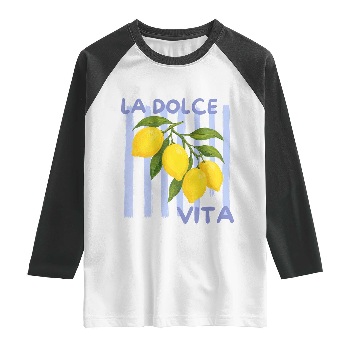 La Dolce Vita Lemon Italian Summer Raglan Shirt Blue Striped