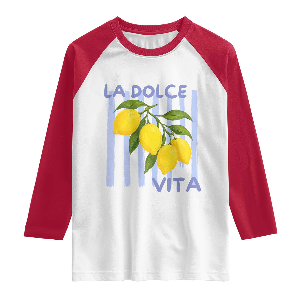 La Dolce Vita Lemon Italian Summer Raglan Shirt Blue Striped