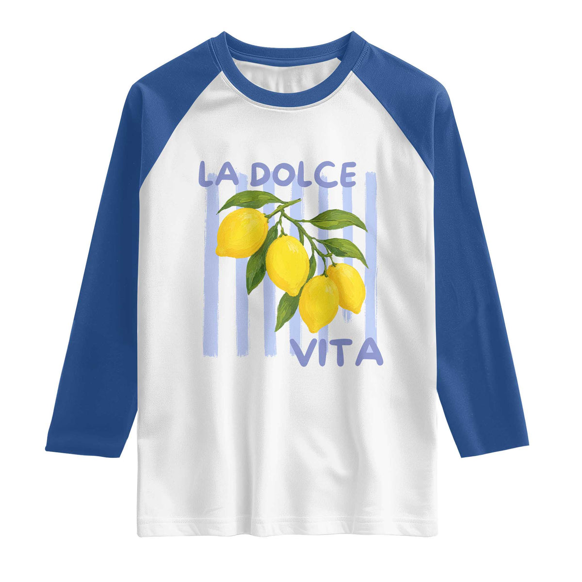 La Dolce Vita Lemon Italian Summer Raglan Shirt Blue Striped