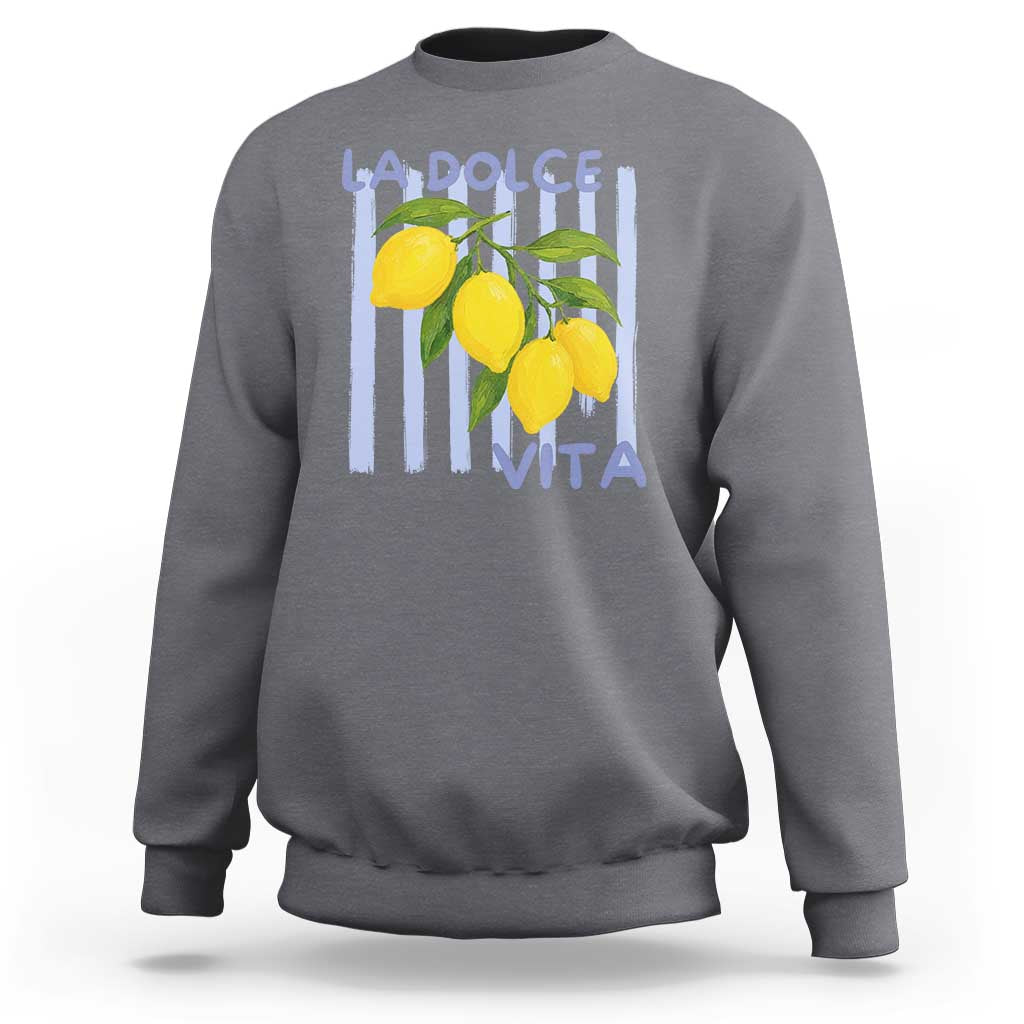 La Dolce Vita Lemon Italian Summer Sweatshirt Blue Striped