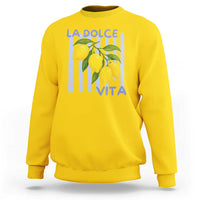 La Dolce Vita Lemon Italian Summer Sweatshirt Blue Striped