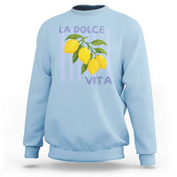 La Dolce Vita Lemon Italian Summer Sweatshirt Blue Striped