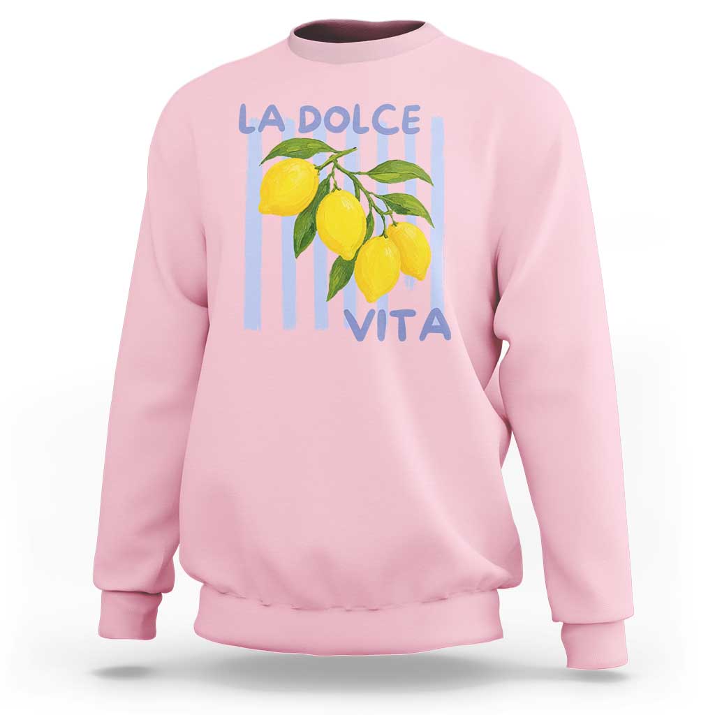La Dolce Vita Lemon Italian Summer Sweatshirt Blue Striped