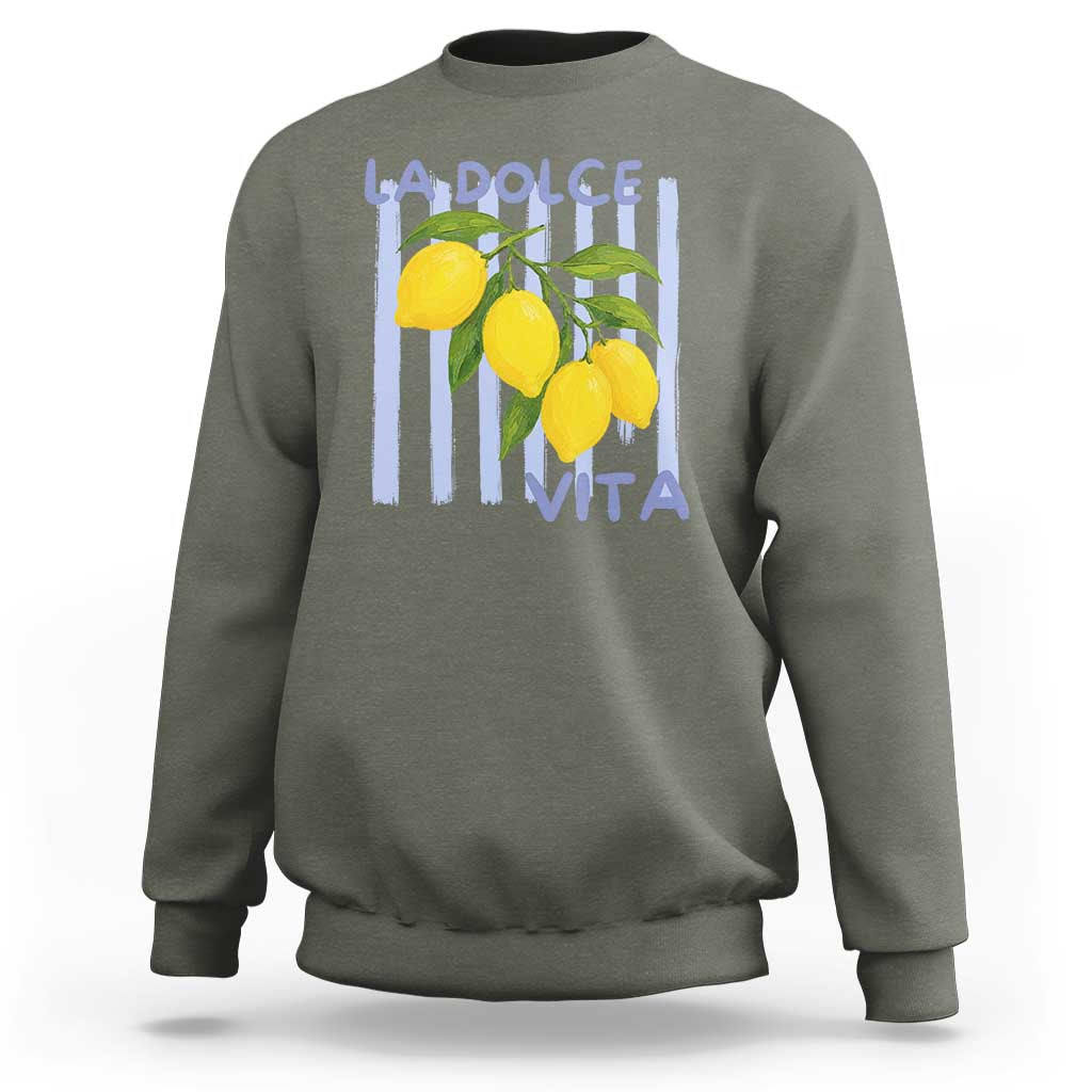 La Dolce Vita Lemon Italian Summer Sweatshirt Blue Striped