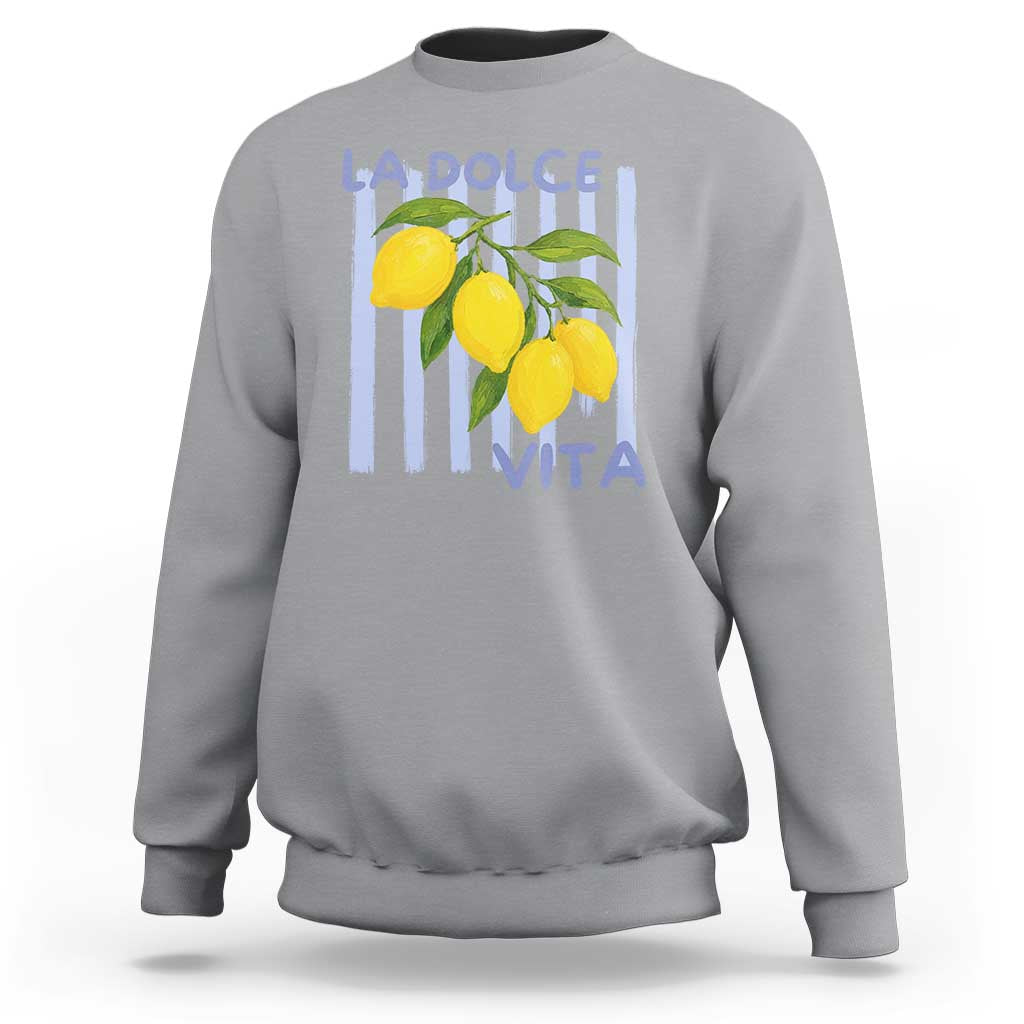 La Dolce Vita Lemon Italian Summer Sweatshirt Blue Striped