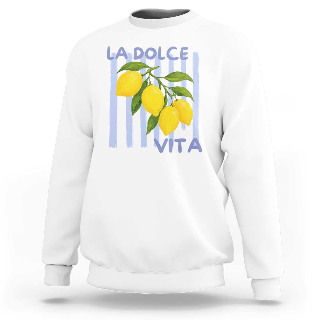 La Dolce Vita Lemon Italian Summer Sweatshirt Blue Striped