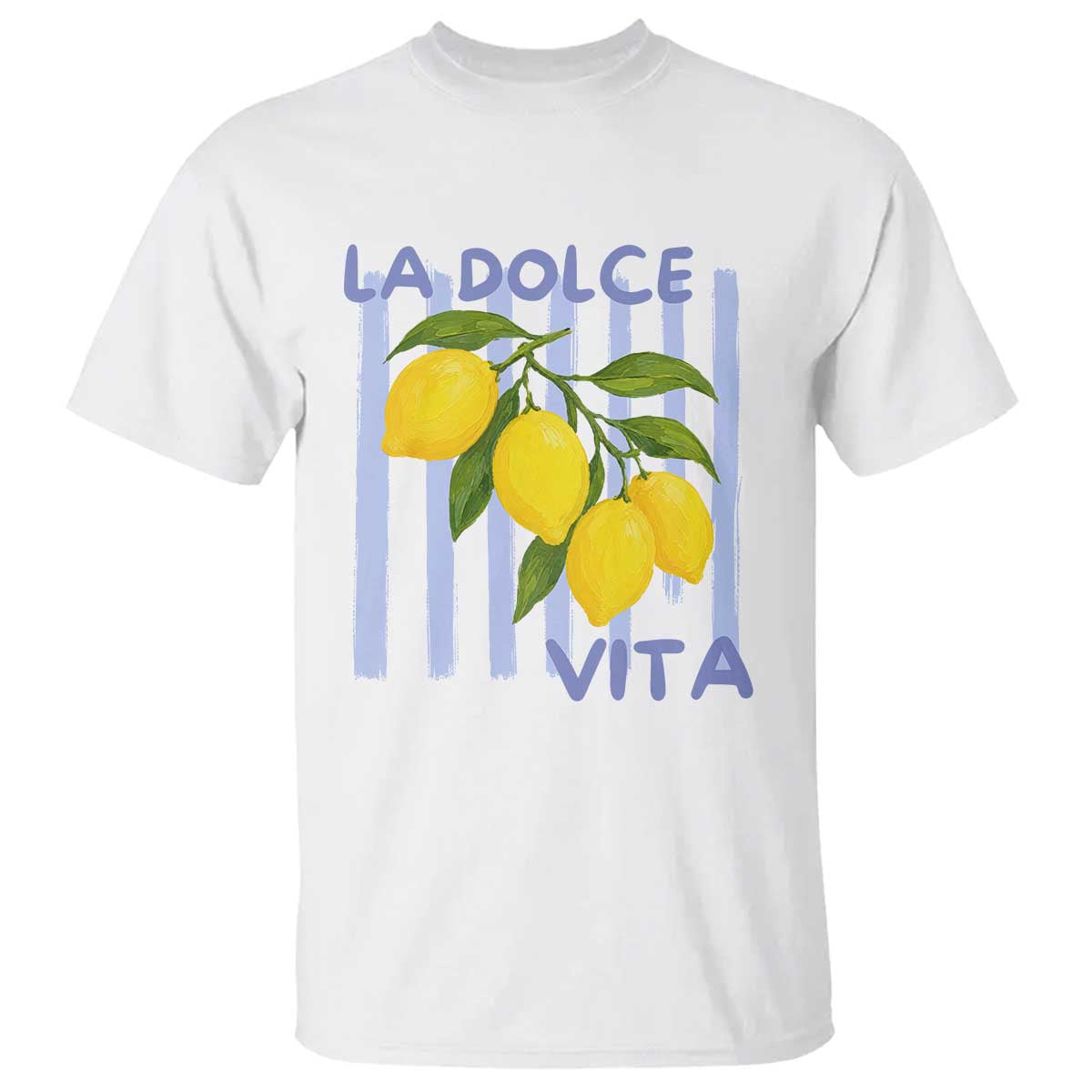 La Dolce Vita Lemon Italian Summer T Shirt Blue Striped
