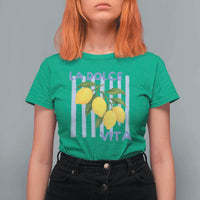 La Dolce Vita Lemon Italian Summer T Shirt For Women Blue Striped
