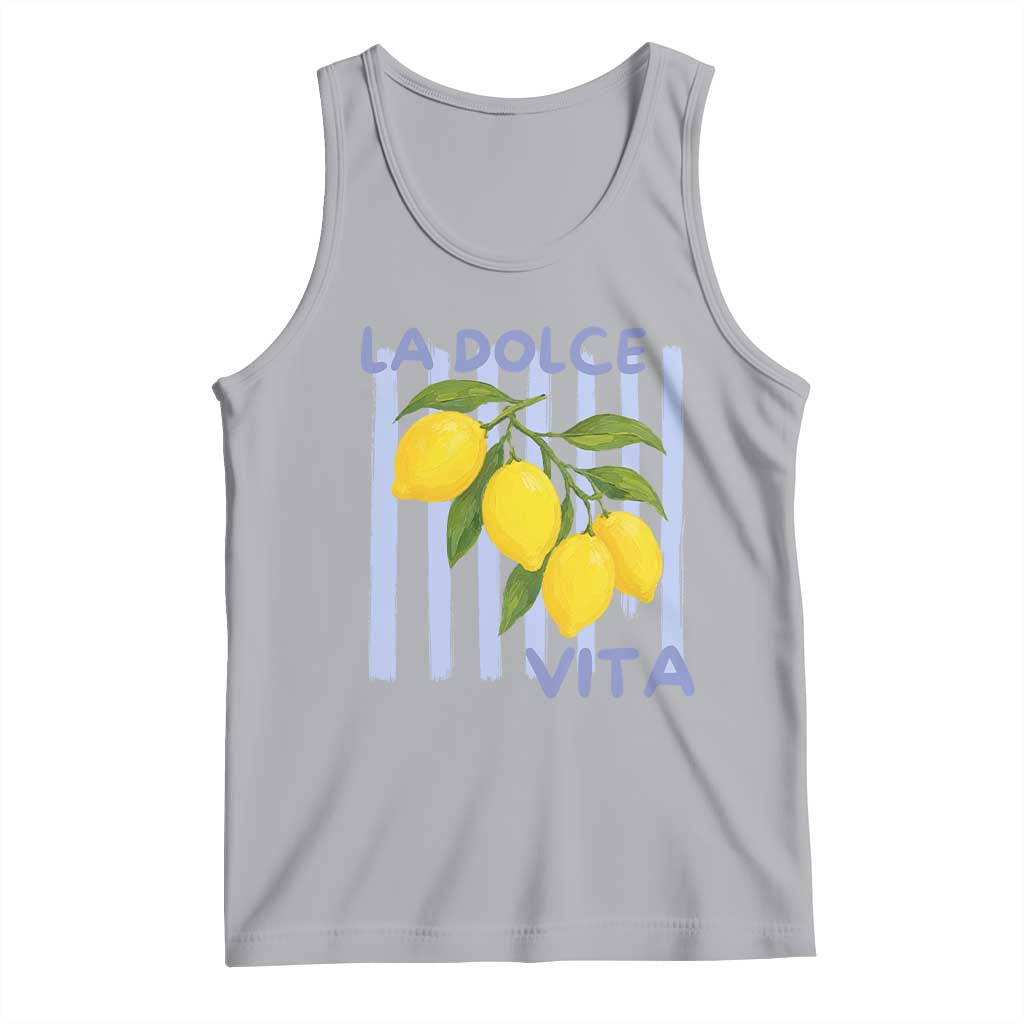 La Dolce Vita Lemon Italian Summer Tank Top Blue Striped