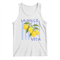 La Dolce Vita Lemon Italian Summer Tank Top Blue Striped