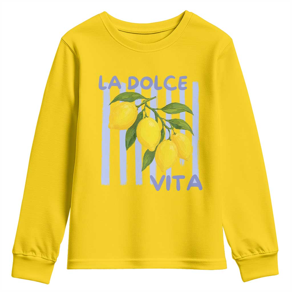 La Dolce Vita Lemon Italian Summer Youth Sweatshirt Blue Striped