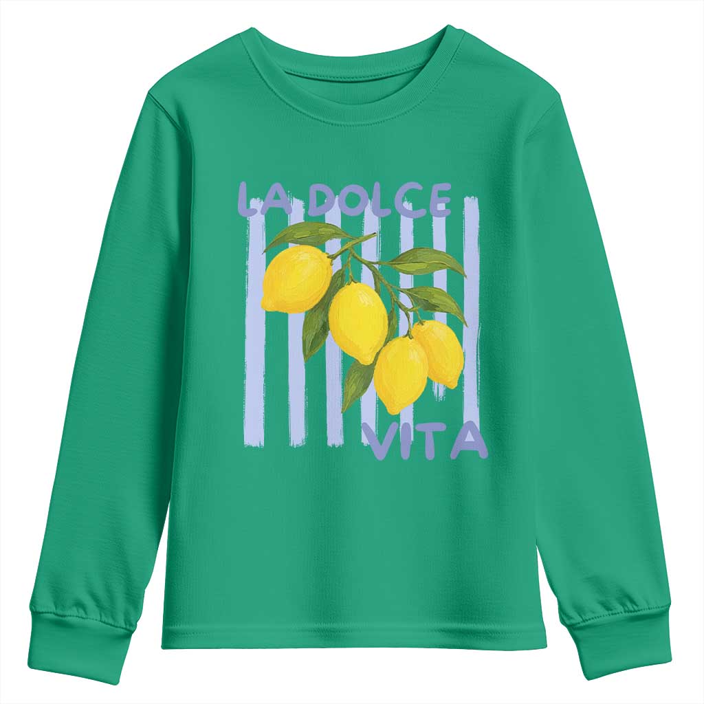 La Dolce Vita Lemon Italian Summer Youth Sweatshirt Blue Striped