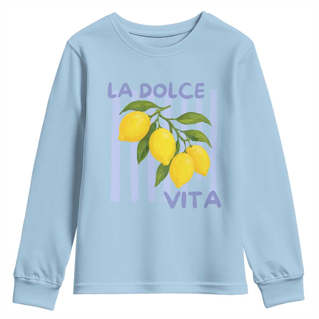 La Dolce Vita Lemon Italian Summer Youth Sweatshirt Blue Striped