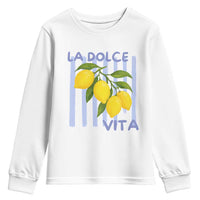 La Dolce Vita Lemon Italian Summer Youth Sweatshirt Blue Striped