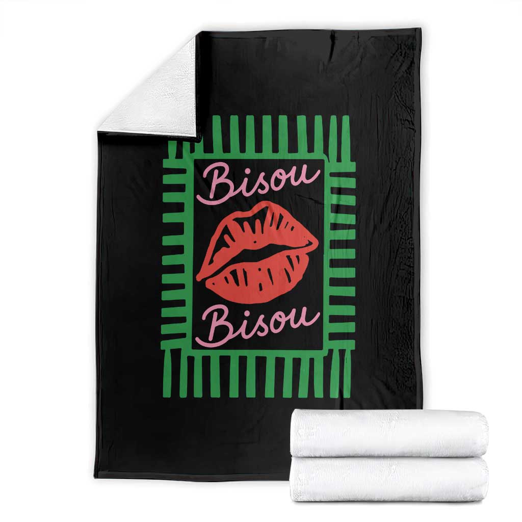 French Bisous Paris Vacation Retro Summer Vibes Throw Blanket