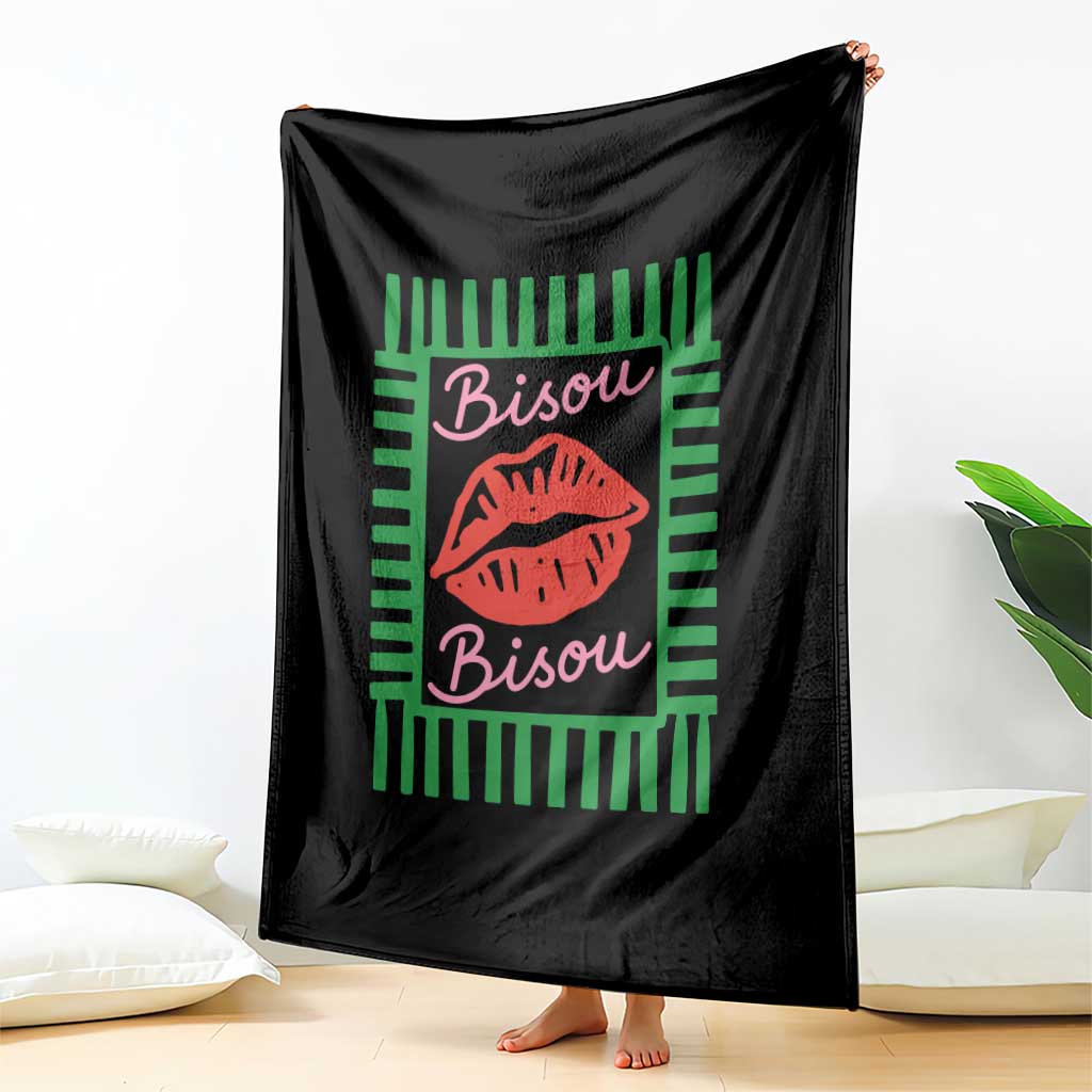 French Bisous Paris Vacation Retro Summer Vibes Throw Blanket