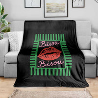 French Bisous Paris Vacation Retro Summer Vibes Throw Blanket