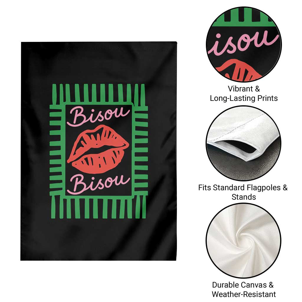 French Bisous Paris Vacation Retro Summer Vibes Garden Flag