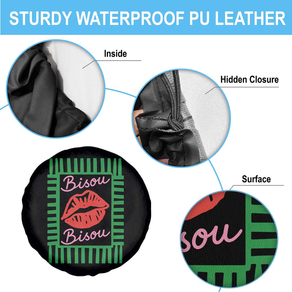 French Bisous Paris Vacation Retro Summer Vibes Spare Tire Cover
