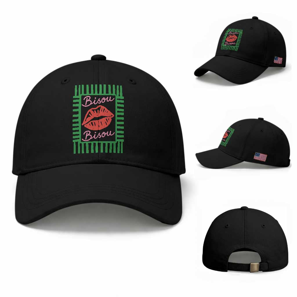French Bisous Paris Vacation Retro Summer Vibes Baseball Cap